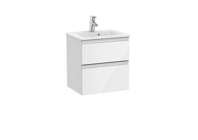Roca The Gap 500mm Compact Vanity 2 Drawer Unit & Basin - Gloss White