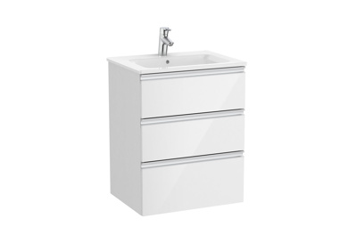 Roca The Gap Standard 600mm Vanity Unit 3 Drawer Only Excl Basin - Gloss White