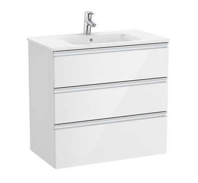 Roca The Gap Standard 800mm Vanity Unit 3 Drawer Only - Gloss White