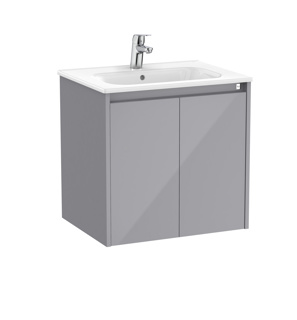 Roca Tenet 600 x 460mm Standard 2 Door Wall Hung Unit Only Excl Basin - Gloss Grey