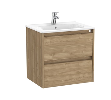 Roca Tenet 600 x 460mm Standard 2 Drawer Wall Hung Unit Only Excl Basin - Walnut