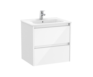 Roca Tenet 600 x 460mm Standard 2 Drawer Wall Hung Unit Only Excl Basin - Gloss White