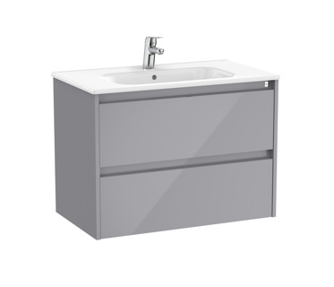 Roca Tenet 800 x 460mm Standard 2 Drawer Wall Hung Unit Only Excl Basin - Gloss Grey