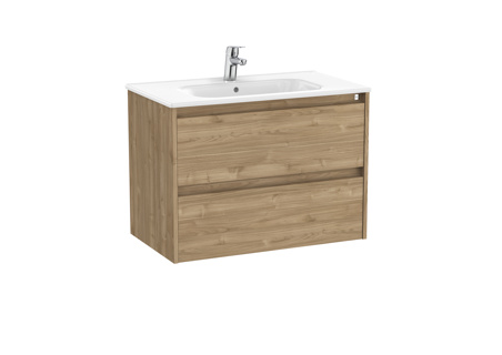 Roca Tenet 800 x 460mm Standard 2 Drawer Wall Hung Unit Only Excl Basin - Walnut