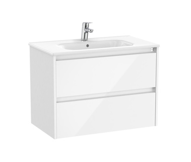 Roca Tenet 800 x 460mm Standard 2 Drawer Wall Hung Unit Only Excl Basin - Gloss White
