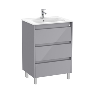 Roca Tenet 600 x 460mm Standard 3 Drawer Unit Only Excl Basin - Gloss Grey