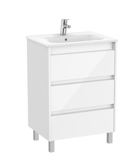 Roca Tenet 600 x 460mm Standard 3 Drawer Unit Only Excl Basin - Gloss White