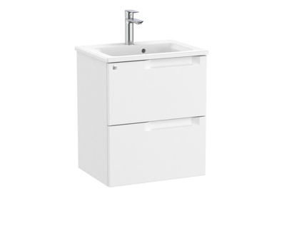 Roca Aleyda 500 x 380mm Compact 2 Drawer Unit Only Excl Basin - Matt White