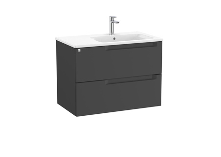 Roca Aleyda 800 x 460mm Standard 2 Drawer Unit Only For Right Hand Basin Excl Basin & Top - Matt Black
