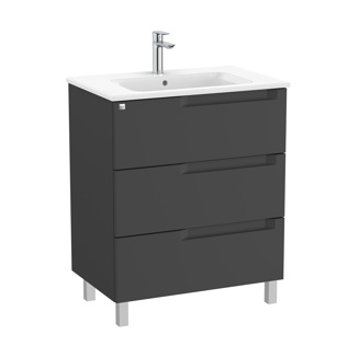 Roca Aleyda 600 x 460mm Standard 3 Drawer Unit Only Excl Basin - Matt Black