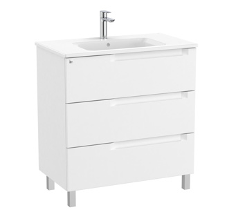Roca Aleyda 800 x 460mm Standard 3 Drawer Unit Only Excl Basin - Matt White