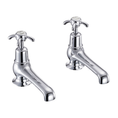 Burlington Anglesey Quarter Turn Deck Mounted Bath Taps - Chrome / White