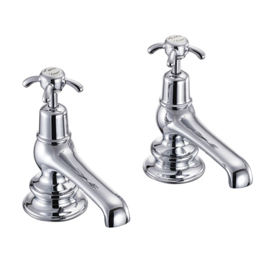 Burlington Anglesey Regent Quarter Turn Deck Mounted Bath Tap - Chrome / White