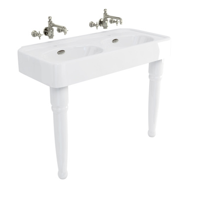 Burlington Arcade Double Basin 1200mm No Tap Hole Excl Legs - White