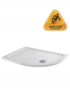 MX Stone Resin Shower Tray Offset Quadrant 1000 x 800mm Right Hand Anti Slip - White