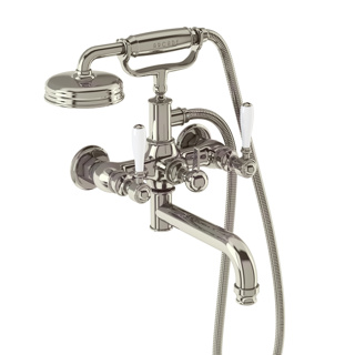 Burlington Arcade Wall Mounted Bath Shower Mixer - Nickel / White