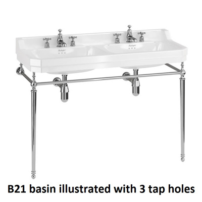 Burlington Edwardian 1200mm Double Basin 1 Tap Hole - White