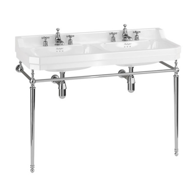 Burlington Edwardian 1200mm Double Basin - 3 Tap Hole - White