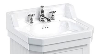 Burlington Edwardian Basin 560mm 3 Tap Holes - White