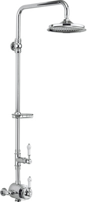 Burlington Stour Exposed Single Outlet Valve Rigid Riser Fixed Arm & 6'' Head - Chrome / White