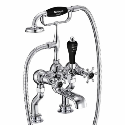 Burlington Birkenhead Regent Quarter Turn Deck Mounted Bath Shower Mixer - Chrome / Black