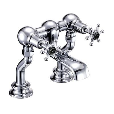 Burlington Birkenhead Regent Deck Mounted Bath Filler - Chrome / Black 3