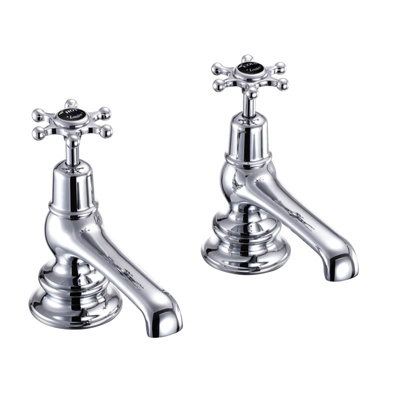 Burlington Birkenhead Regent Quarter Turn Bath Taps - Chrome / Black