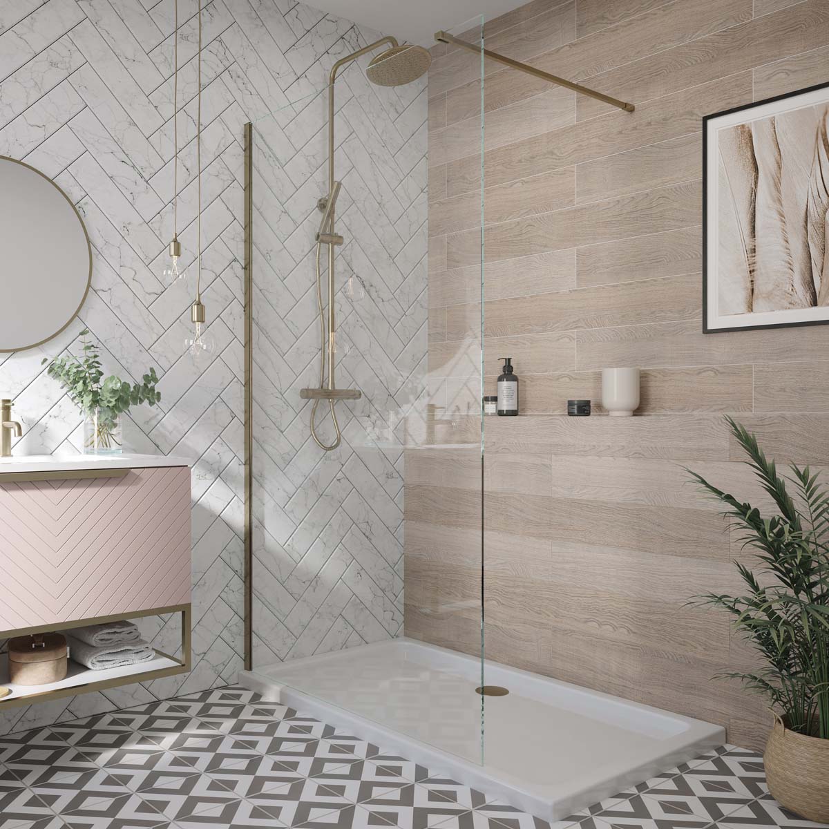 Bayou S8 Wetroom Panels I x 8 Brushed Brass Wetroom Profile Pack - Brushed Brass