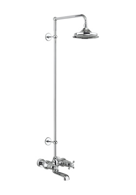 Burlington Tay Wall Mounted Bath Shower Mixer with 9'' Shower Head - Chrome / White