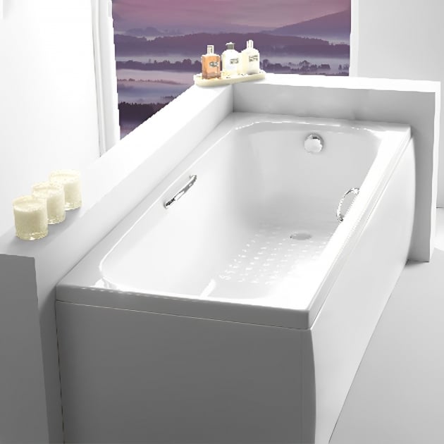 Bayou Swallow Twin Grip Single Ended Bath With Front Panel 1800 - White