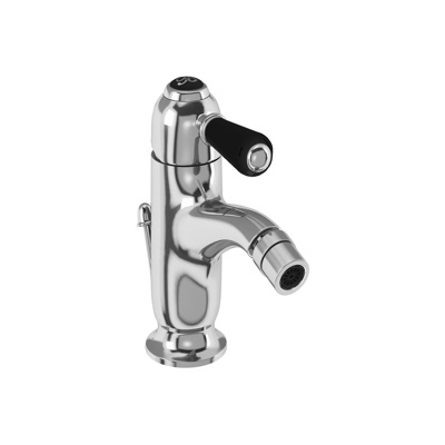 Burlington Chelsea Curved Mono Bidet Mixer with Waste - Chrome / Black