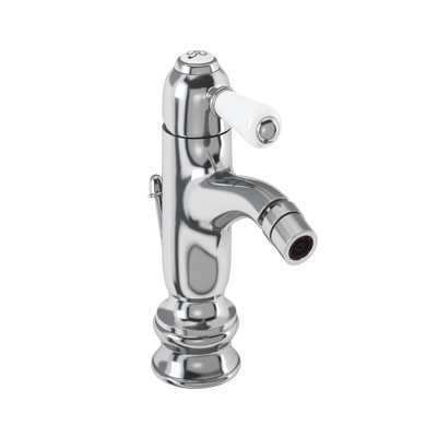 Burlington Chelsea Regent Curved Mono Bidet Mixer with Waste - Chrome / White