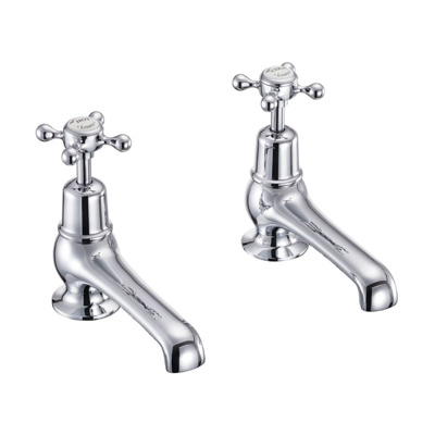 Burlington Claremont Bath Taps Deck Mounted - Chrome / White