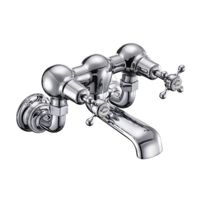 Burlington Claremont Regent Quarter Turn Wall Mounted Bath Filler - Chrome / White