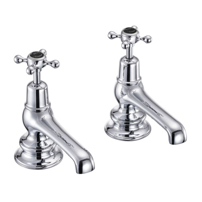 Burlington Claremont Regent Quarter Turn Bath Taps - Black / Chrome