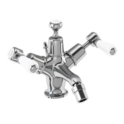 Burlington Kensington Quarter Turn Bidet Mixer - Chrome / White