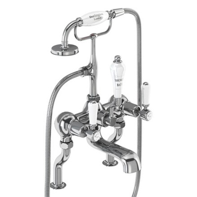 Burlington Kensington Quarter Turn Deck Mounted Bath Shower Mixer - Chrome / White