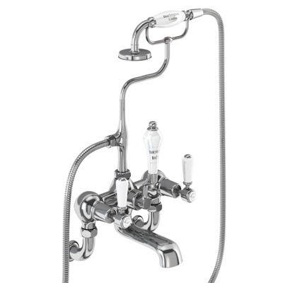 Burlington Kensington Quarter Turn Wall Mounted Bath Shower Mixer - Chrome / White