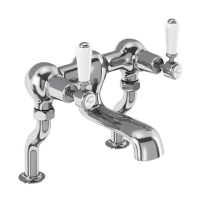 Burlington Kensington Quarter Turn Deck Mounted Bath Filler - Chrome / White