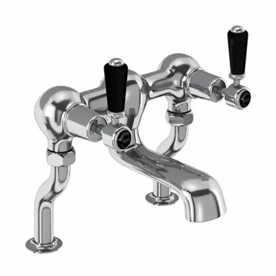 Burlington Kensington Quarter Turn Deck Mounted Bath Filler - Chrome / Black