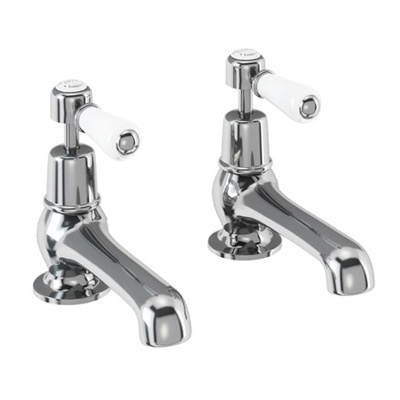 Burlington Kensington Quarter Turn Deck Mounted Bath Tap - Chrome / White