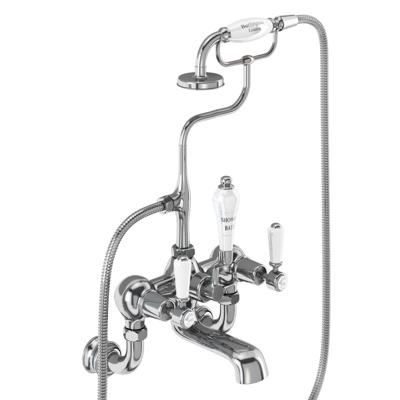 Burlington Kensington Regent Wall Mounted Bath Shower Mixer - Chrome / White