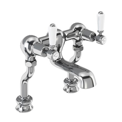 Burlington Kensington Regent Quarter Turn Deck Mounted Bath Filler - Chrome / White