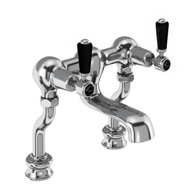 Burlington Kensington Regent Quarter Turn Deck Mounted Bath Filler - Chrome / Black