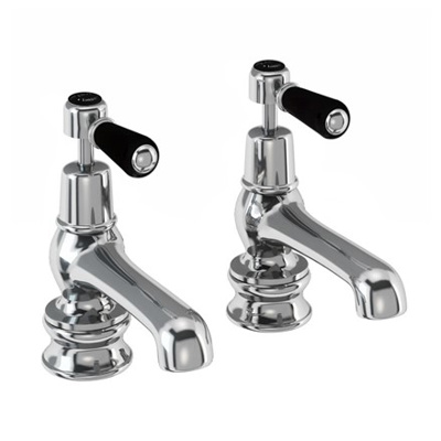 Burlington Kensington Regent Quarter Turn Deck Mounted Bath Tap - Chrome / Black