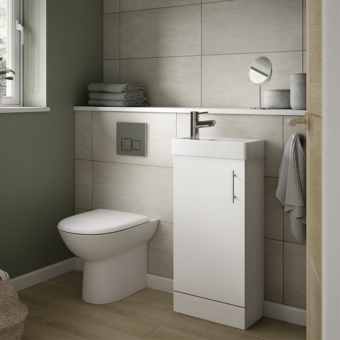 Bayou Vital Floor Mounted Cloakroom Unit - Gloss White 9