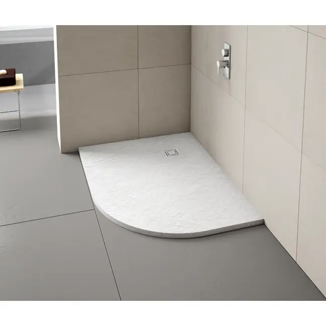 Merlyn TrueStone Offset Quadrant Shower Tray 1200mm x 900mm Right Handed - White Slate