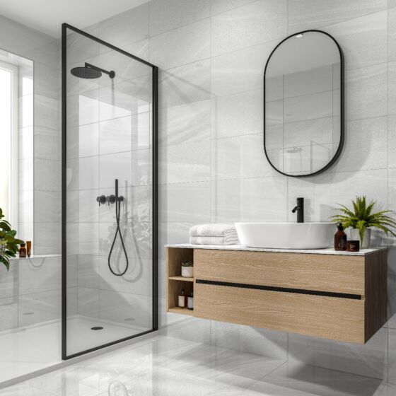Verona Anderley Polished Glazed Porcelain Wall & Floor Tile 300x600mm Pack of 6 - Light Grey