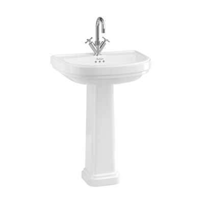 Burlington Riviera D Basin 650mm 1 Tap Hole - White