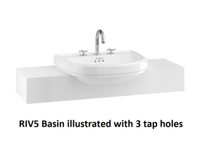 Burlington Riviera Semi Recessed 580mm 1 Tap Hole Basin - White